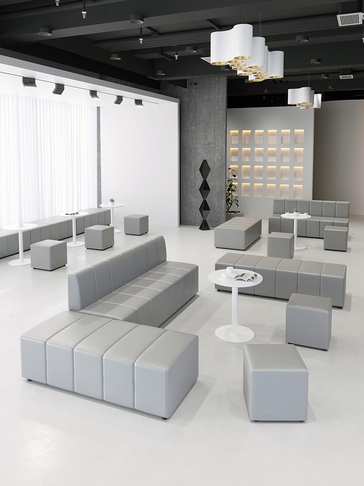 办公室接待沙发休息区会客培训机构休闲等候区长沙发卡座定制靠墙