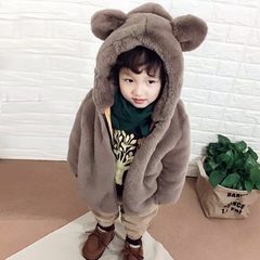 韩版男童外套冬装2016新款女童小大童毛毛棉衣宝宝加厚加绒外出服