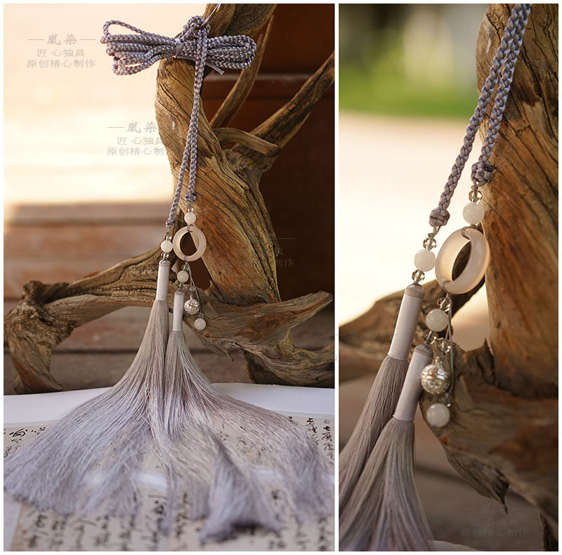 云栖-汉服宫绦腰佩道袍腰带配饰玉环丝绦古风男女玉佩穗现货原创