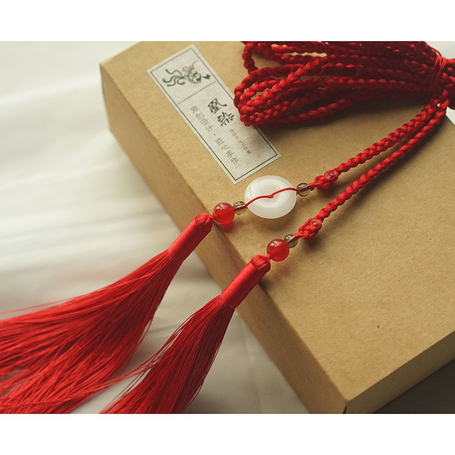 上签-宫绦-现货宫绦汉服配饰琉璃平安扣玉佩腰绳带古风超长流苏穗