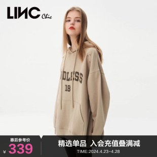 LINCCHIC金羽杰卫衣女春秋新款破洞圆领连帽卫衣女款S231HD105Y