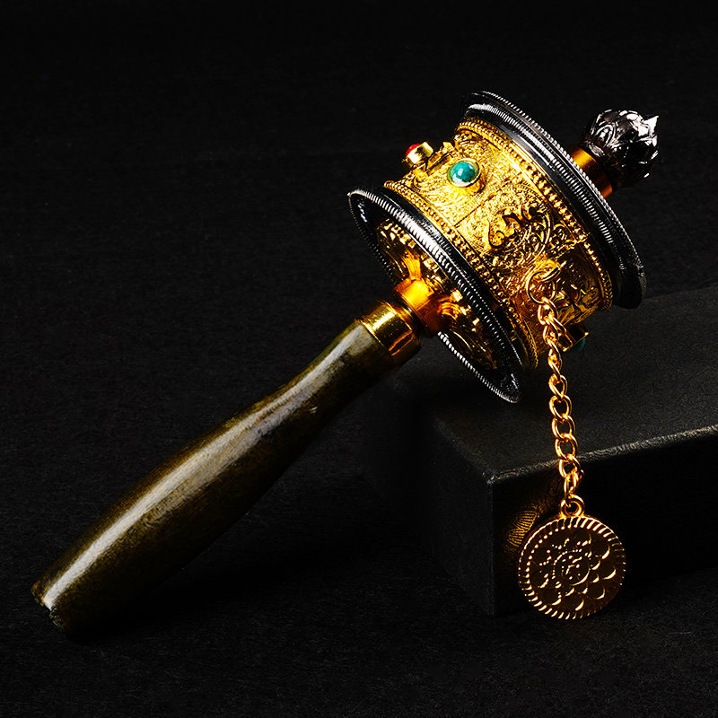 手摇转经轮客厅挂摆件西藏藏式特色工艺礼饰品小转经筒桶旅游纪念