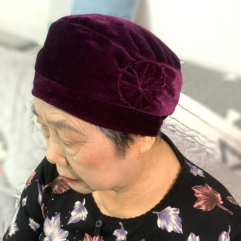 老太太夏季花朵单帽薄款帽子奶奶妈妈春秋透气吸汗女睡觉生日寿帽