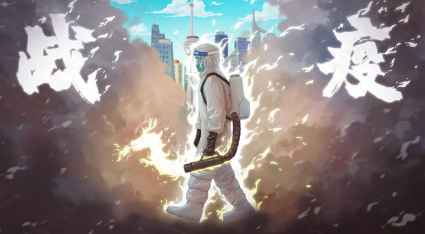 手绘卡通插画逆行者抗击新冠肺炎抗疫医生护士设计素材