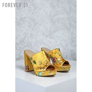 法蘭克穆勒戒指 花朵刺繡穆勒高跟涼拖涼鞋 Forever21 法蘭克穆勒
