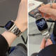 圣铂适用苹果iwatch s9手表表带新款三株AppleWatch5678se/ultra不锈钢折叠扣s7手表带watchs6男女款高级感