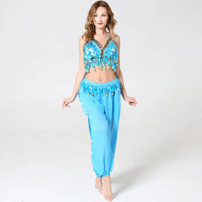 实拍性感肚皮舞舞蹈服装 印度舞阿拉伯舞蹈天竺少女服上衣+裤子