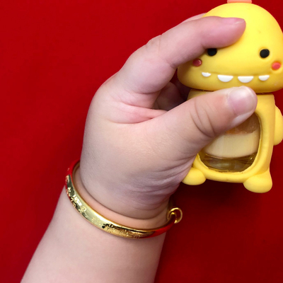 古法金宝宝手镯黄金999足金婴儿金手镯3d硬金宝宝满月金饰新款