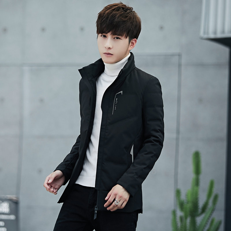 2018新款轻薄款羽绒服青年修身短款夹克韩版潮流帅气男士冬季外套