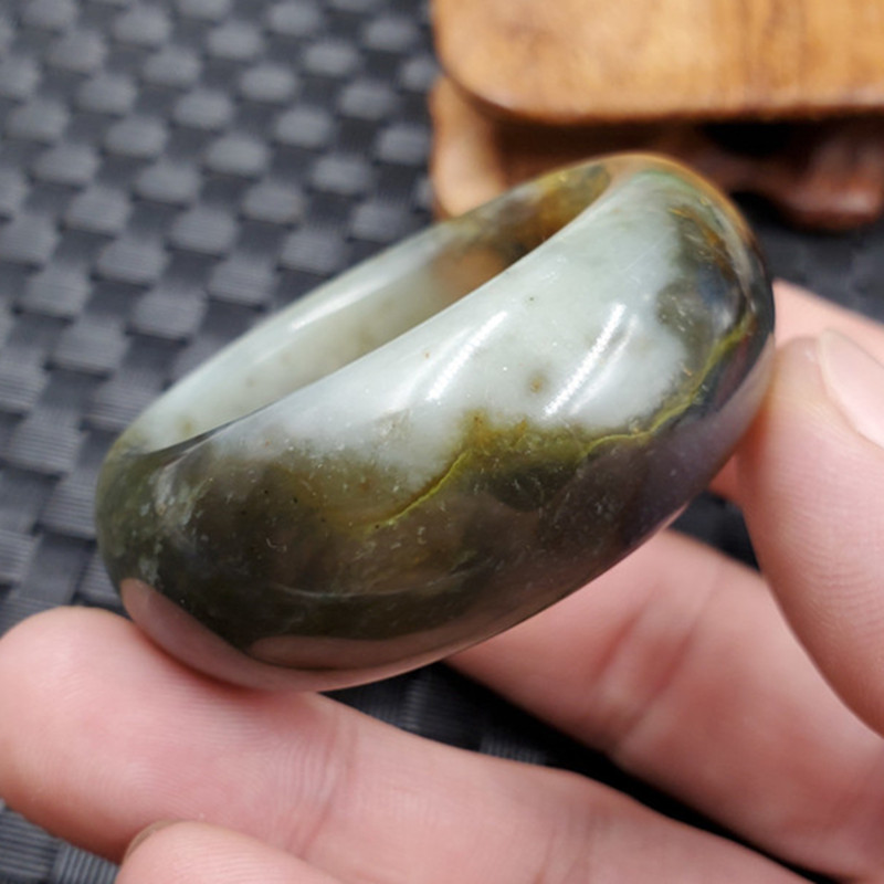 新款精美天然玉石白玉平安扣挂件大孔方解石玉平安环吊坠玉牌车挂