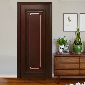现代新中式房间家用卧室内实木复合烤漆生态美式轻奢黑胡桃套装门