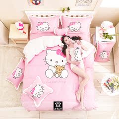 纯棉韩式风kitty床上三4四件套全棉kt凯蒂猫儿童床单卡通床品1.8m