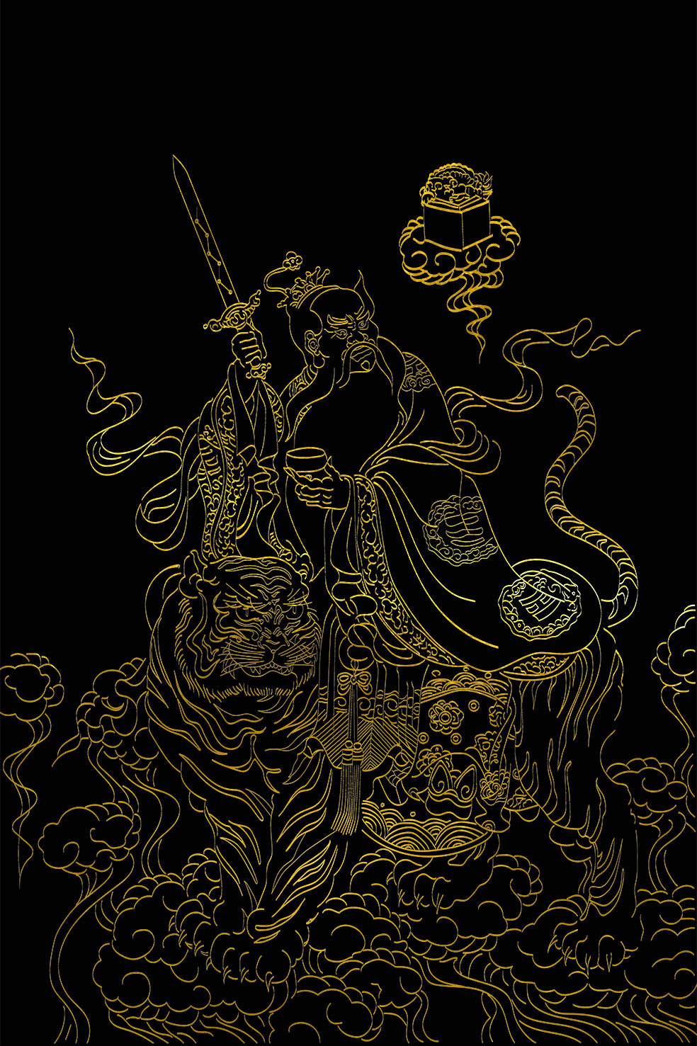 元始天尊 三清尊神之一元始天王diy描金画稿手绘佛像填色