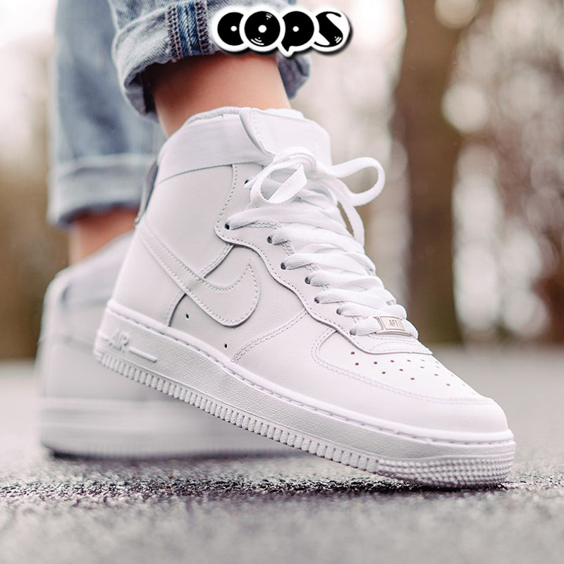 nike耐克 air force 1 af1纯白空军一号高帮休闲板鞋女366731-100