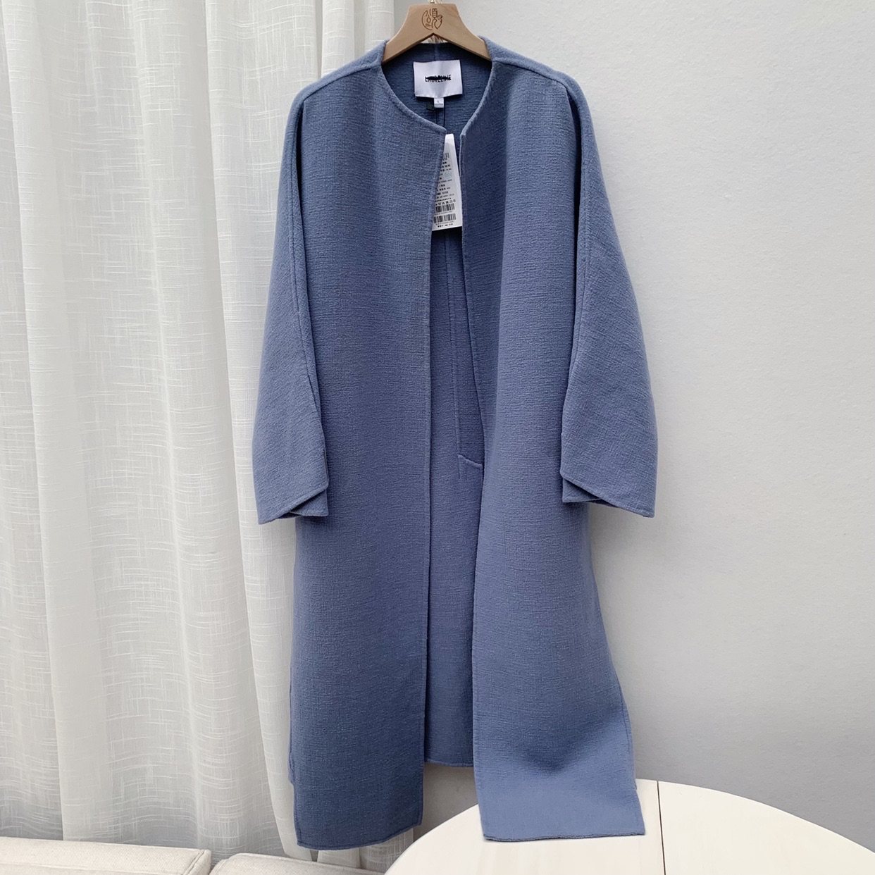 洛系列玛s莉品牌原4599羊毛无扣双面呢大衣h型中长款外套女冬