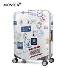MONSCA/摩斯卡超轻PC万向轮时尚拉杆箱卡通彩色涂鸦男女旅行箱包