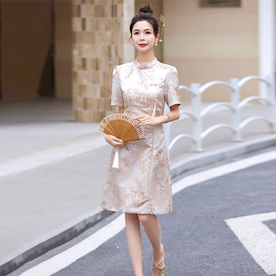 新中式国风小个子连衣裙女夏季2024新款收腰显瘦改良旗袍气质裙子