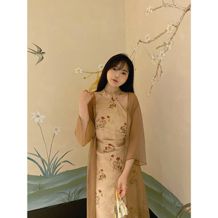 MYOU自制 150小个子新中式复古改良旗袍连衣裙女收腰显瘦气质裙子