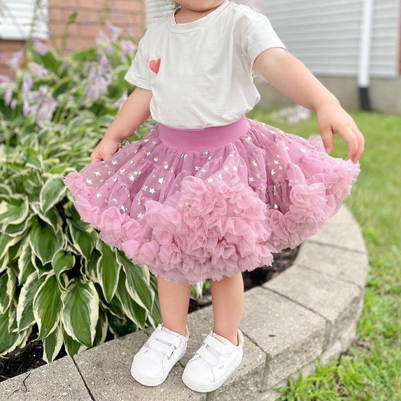升级版女童tutu裙宽腰带公主裙儿童芭蕾舞星星网纱蓬蓬裙闪亮半裙