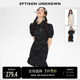 EPTISON连衣裙2024夏季新款气质甜美泡泡袖包臀裙黑色设计感短裙