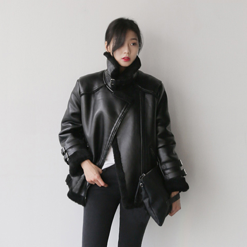 2018冬季PU皮毛一体兔毛外套女短款皮草机车宽松皮衣加厚保暖夹克在类目 女装/女士精品, 皮衣中 - 来自Buy2taobao.com提供专业的淘宝代购服务