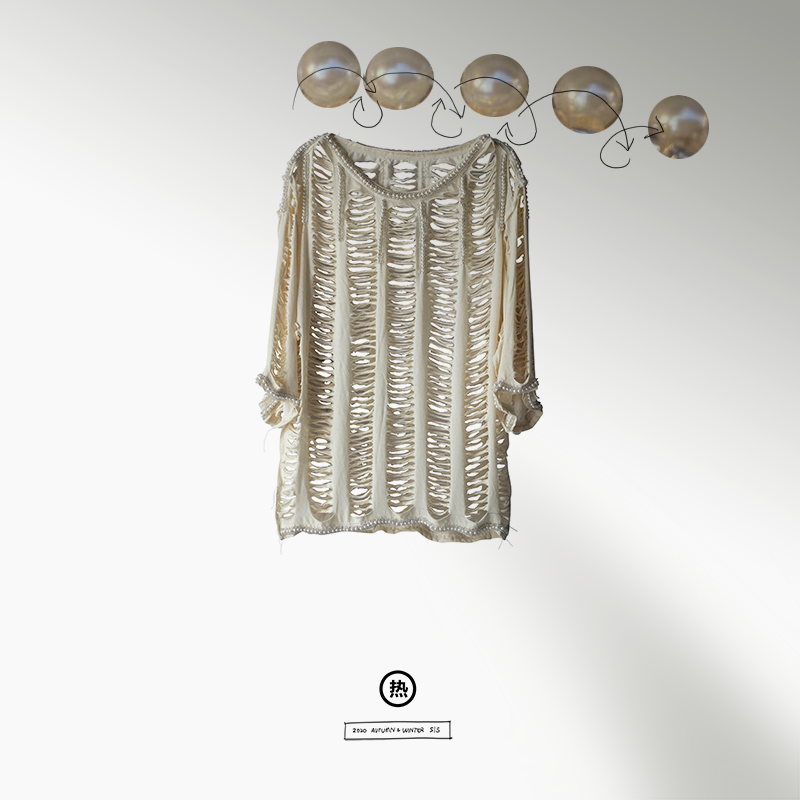 500颗珍珠衫      让自己闪闪发光  伤痕累累白t恤  热水女装