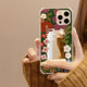 复古绿色花朵手机壳苹果13带镜子艺术油画女iphone12promax保护套新款15promax镜面壳