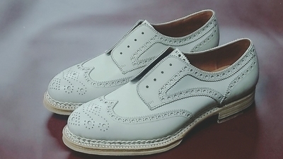 挪威缝皮鞋 原色皮雕花德比款 手工定制鞋男鞋