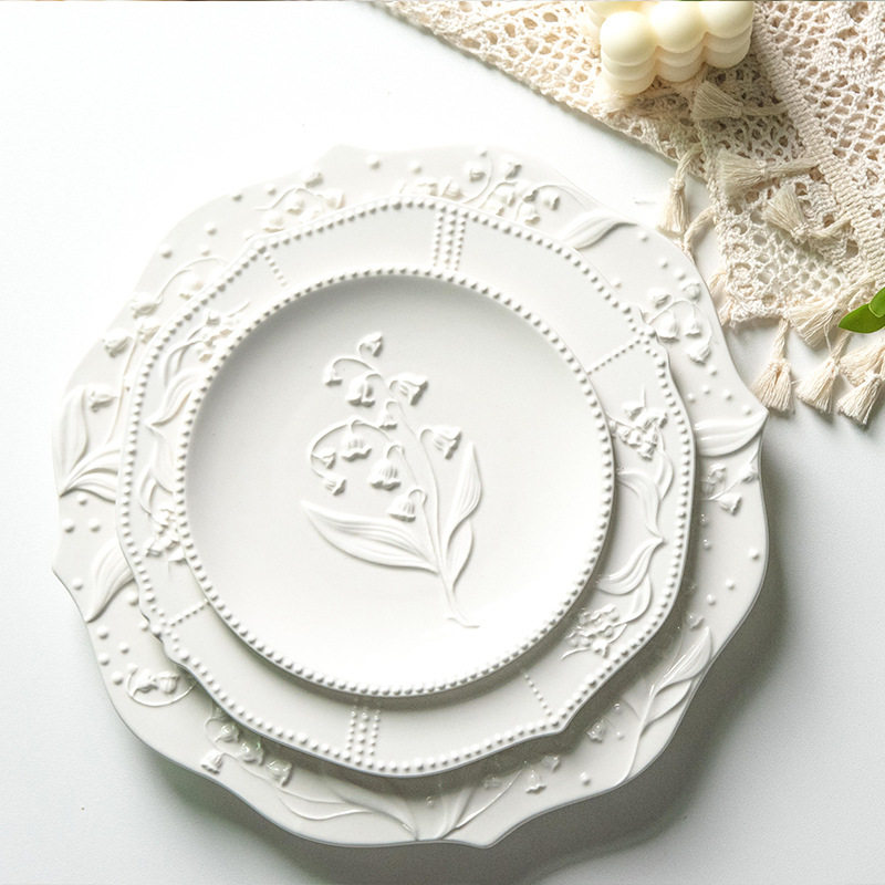 pure white round plates Dinner plate home cerami bowl 盘子