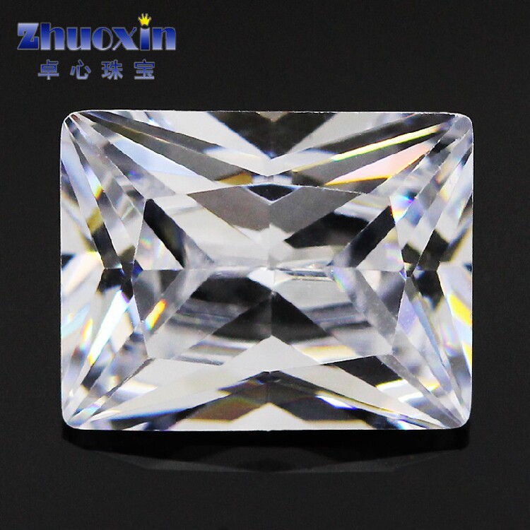 长方形直角锆石裸石戒面 白色透明尖底cz宝石人造钻石戒指首饰diy