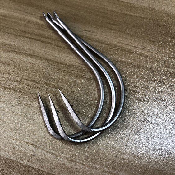 【10枚】手研锚钩倒刺锚钩有鱼钩单钩丸世鲟鱼手工刀刀尖刀锋锚钩