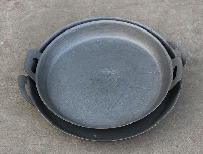 山西阳泉老式手工铸铁生铁平底锅煎饹饼锅水煎包煎鱼锅