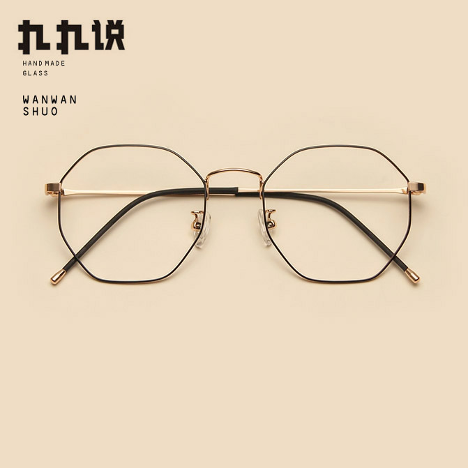 八边形眼镜框多边形超细男女设计师潮眼睛八角金色全框近视镜架轻