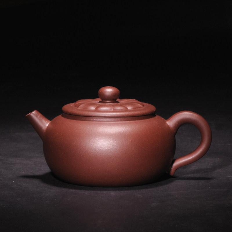 蔡利平国工【全手工菱花壶】原矿紫泥 宜兴紫砂壶 280cc 筋纹