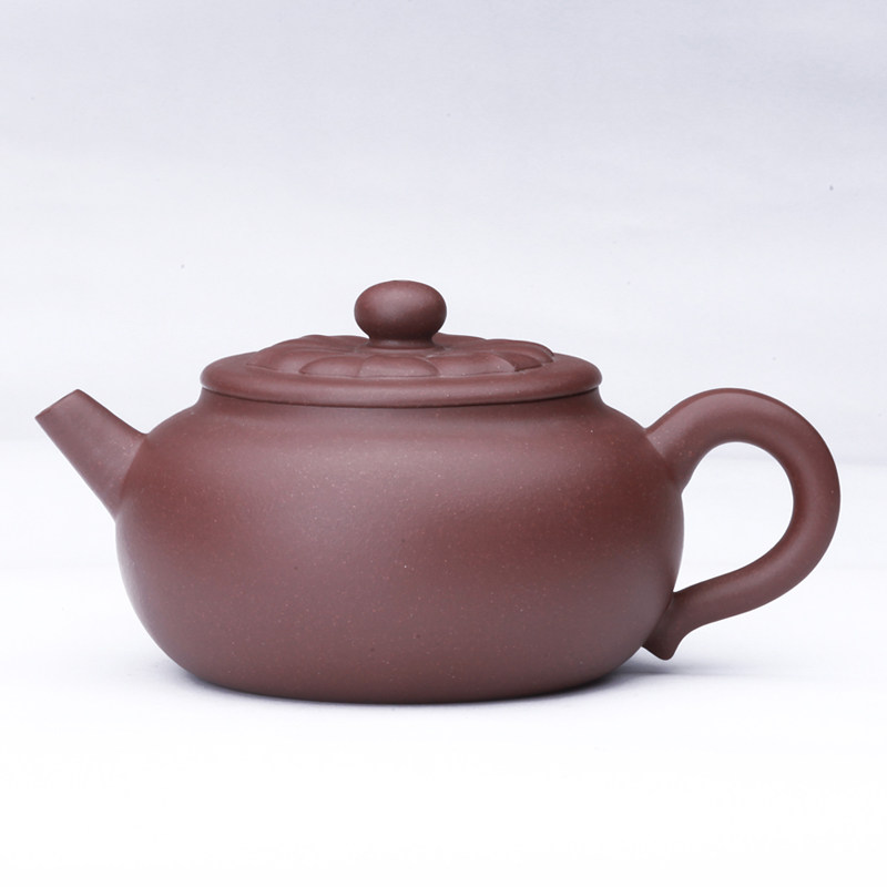 蔡利平国工【全手工菱花壶】原矿紫泥 宜兴紫砂壶 280cc 筋纹