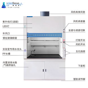 化验实验室桌上型整体型全钢防腐排风通风柜通风橱实验台柜定制