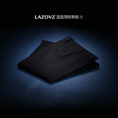 LAZOVZ/蓝兹欧美街拍简约修身羊毛休闲裤黑色呢子男裤九分西裤子