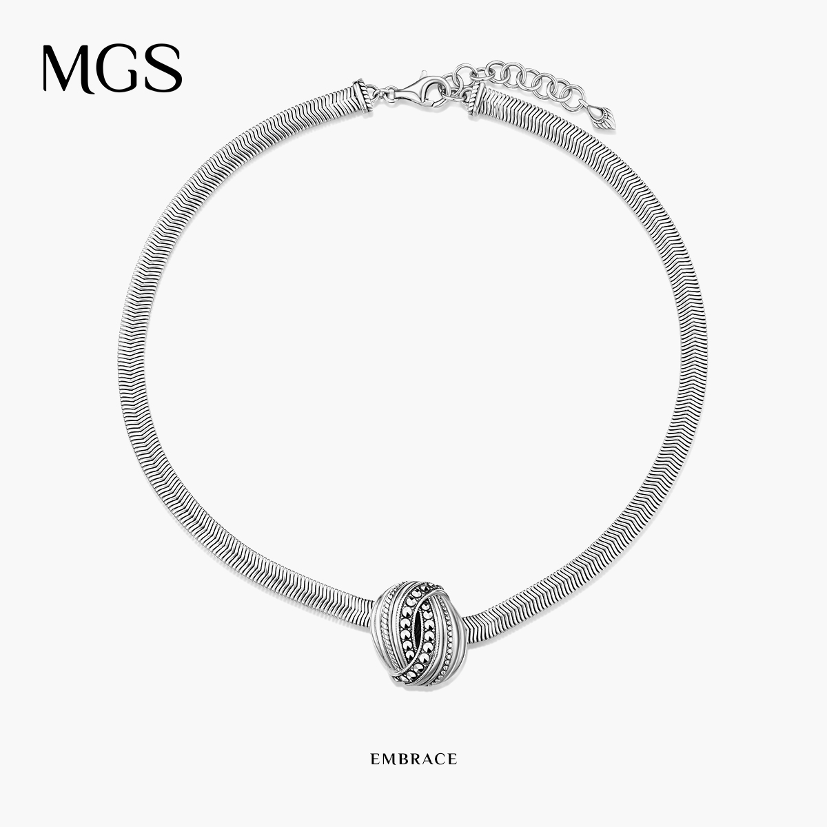 MGS/曼古银拥抱系列S925纯银项链简约百搭锁骨链搭配小众设计项链