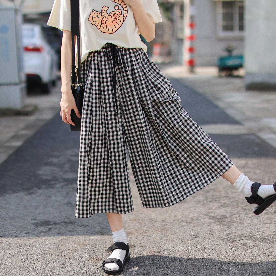 格子裙裤