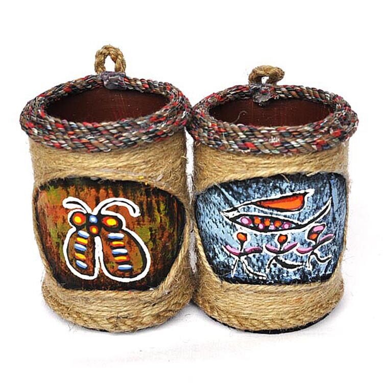 新款少数民族风特色 家居用品 办公用品装饰品 手工东巴麻编笔筒