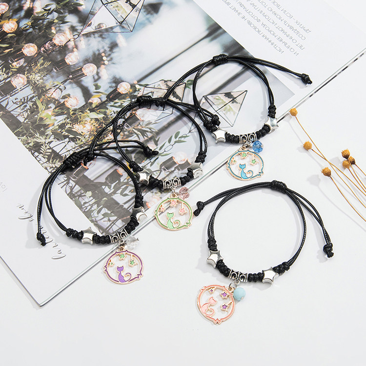 日韩三人闺蜜手链女友谊手环3人款四叶草星星学生好朋友手镯礼物