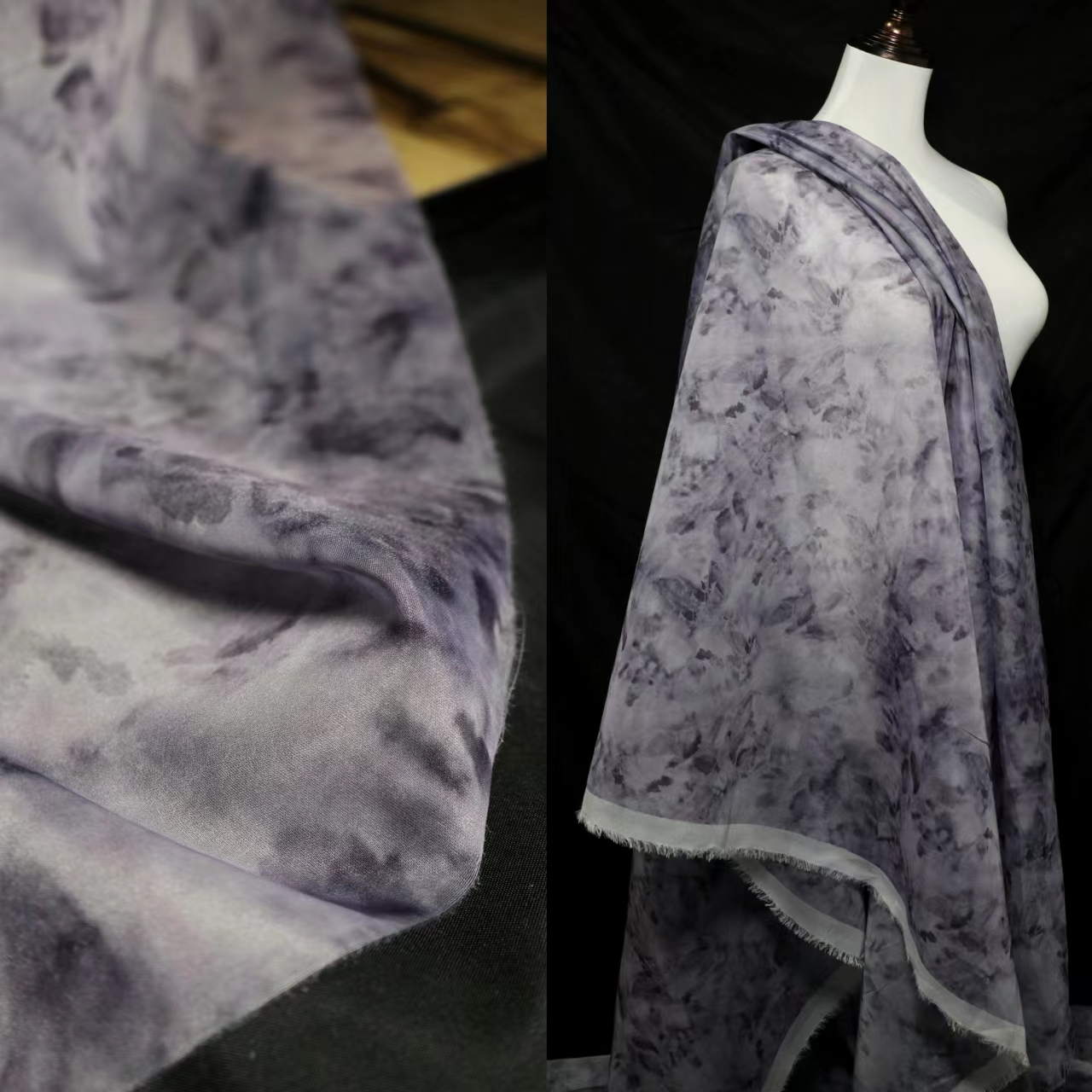 雾灰色玻璃花半透欧根纱 创意DIY手工家居家纺汉服装设计师布面料