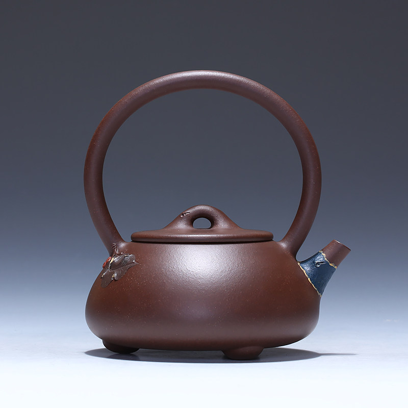 毛丹 高级工艺美术师 花货 紫泥【石瓢提梁】宜兴紫砂壶茶壶