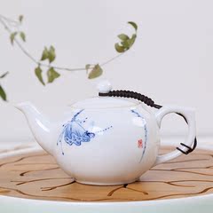 景德镇功夫茶具手绘茶壶青花瓷小茶壶单壶高白瓷器过滤泡茶壶正品