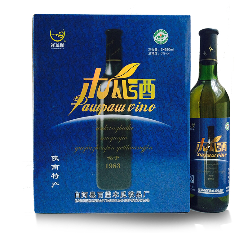 陕西安康特产白河百益6度木瓜酒果酒6瓶礼盒装新品包邮650ml