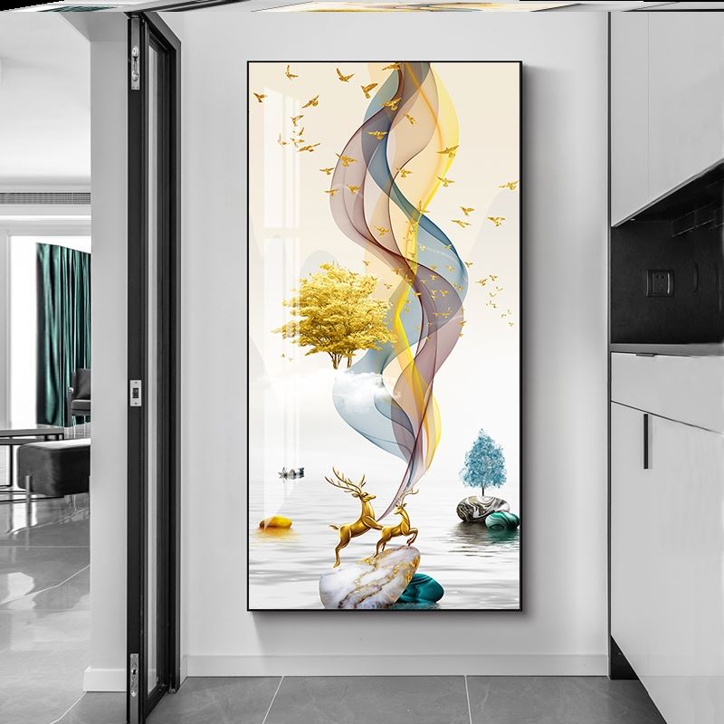 入户门进门正对墙贴画大门墙挂画墙装饰品壁挂画背景墙壁饰画创意