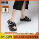 MIO米奥2024年夏季中跟时尚拖鞋金属饰扣波浪底前卫个性一字拖女
