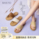【孙乐言同款】百思图金色麦浪25夏新款度假外穿女凉拖鞋F5072BT5