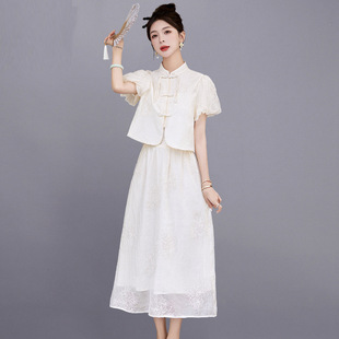 新中式国风套装连衣裙女装2024新款夏季显瘦时尚气质两件套裙子