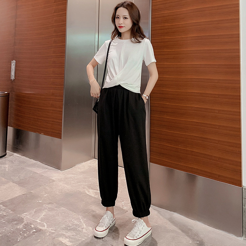 实拍哺乳套装2020新款胖mm显瘦洋气休闲两件套装减龄气质夏装现货